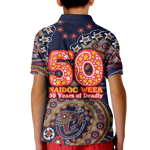 Adelaide Crows NAIDOC Week 2026 Kid Polo Shirt Australian Aboriginal Dot Art Dreamtime Pattern Style
