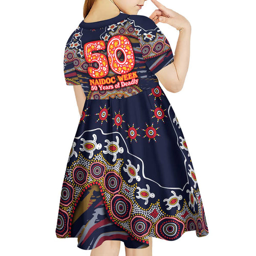Adelaide Crows NAIDOC Week 2026 Kid Short Sleeve Dress Australian Aboriginal Dot Art Dreamtime Pattern Style