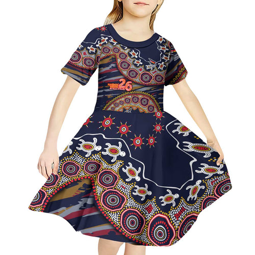 Adelaide Crows NAIDOC Week 2026 Kid Short Sleeve Dress Australian Aboriginal Dot Art Dreamtime Pattern Style
