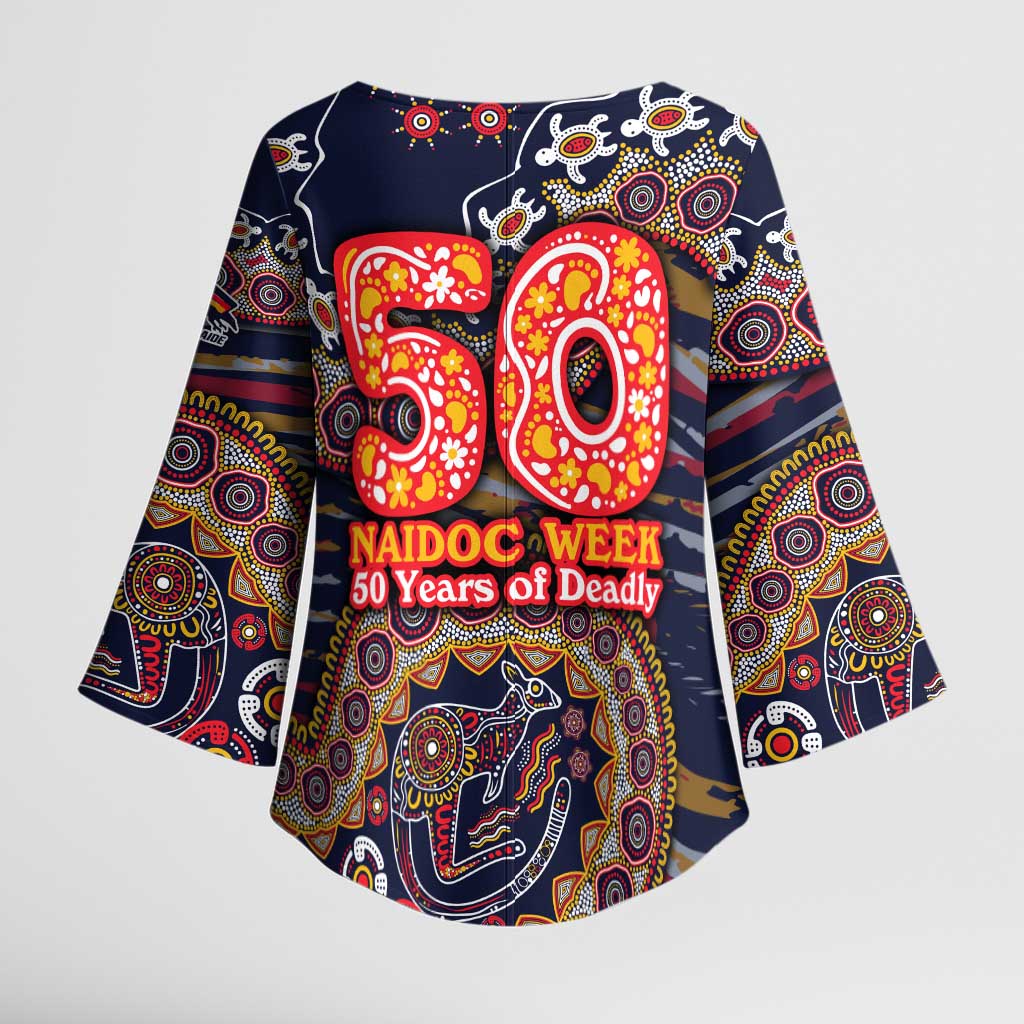 Adelaide Crows NAIDOC Week 2026 Kimono Sleeve Blouse Australian Aboriginal Dot Art Dreamtime Pattern Style