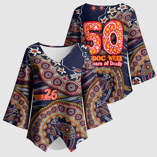 Adelaide Crows NAIDOC Week 2026 Kimono Sleeve Blouse Australian Aboriginal Dot Art Dreamtime Pattern Style