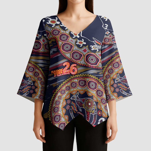 Adelaide Crows NAIDOC Week 2026 Kimono Sleeve Blouse Australian Aboriginal Dot Art Dreamtime Pattern Style