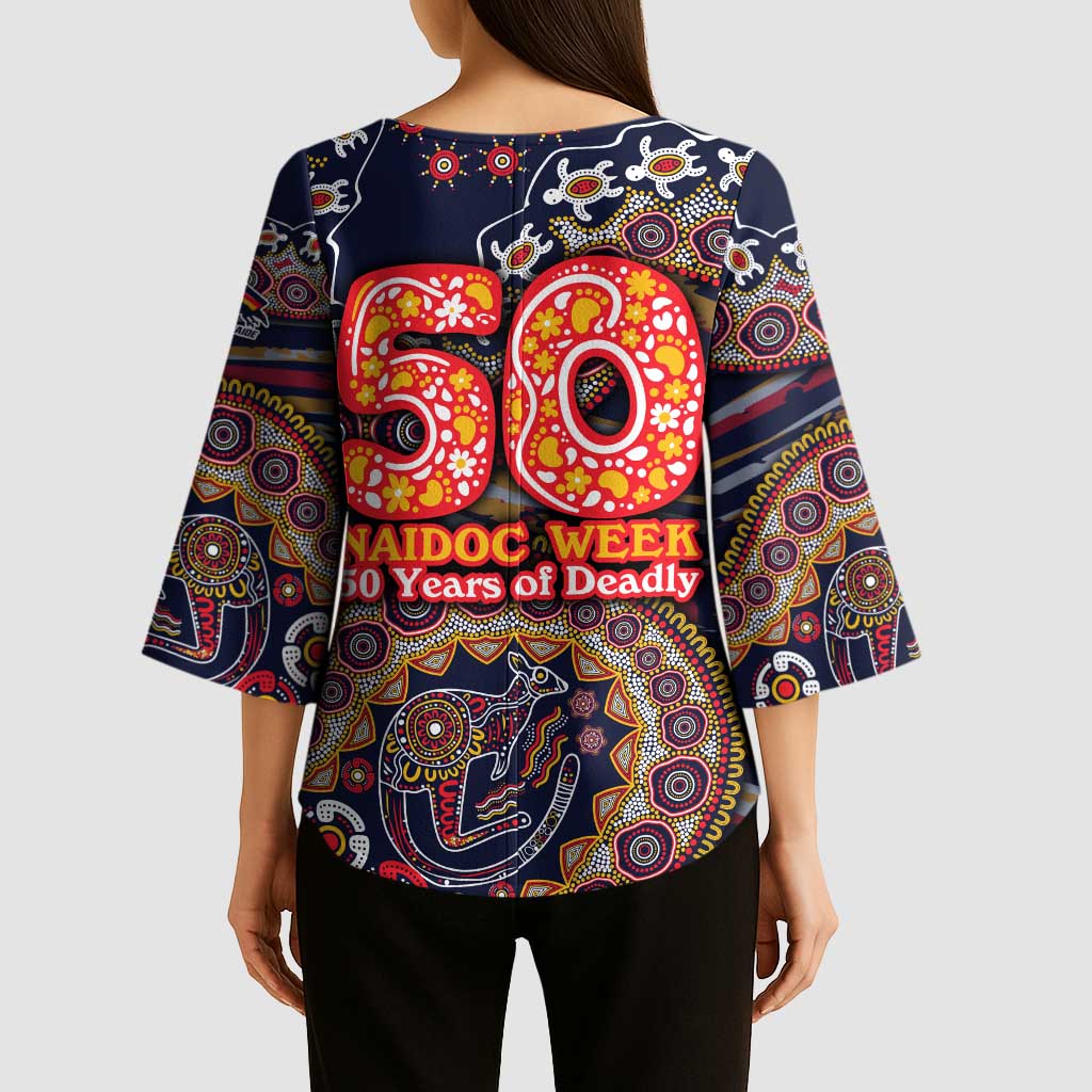 Adelaide Crows NAIDOC Week 2026 Kimono Sleeve Blouse Australian Aboriginal Dot Art Dreamtime Pattern Style