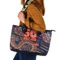 Adelaide Crows NAIDOC Week 2026 Leather Tote Bag Australian Aboriginal Dot Art Dreamtime Pattern Style