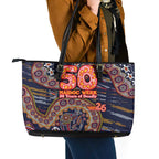Adelaide Crows NAIDOC Week 2026 Leather Tote Bag Australian Aboriginal Dot Art Dreamtime Pattern Style