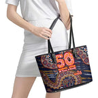 Adelaide Crows NAIDOC Week 2026 Leather Tote Bag Australian Aboriginal Dot Art Dreamtime Pattern Style
