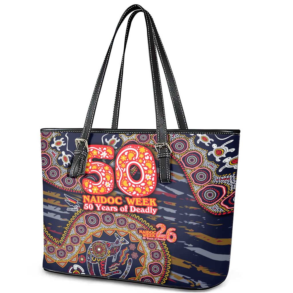 Adelaide Crows NAIDOC Week 2026 Leather Tote Bag Australian Aboriginal Dot Art Dreamtime Pattern Style