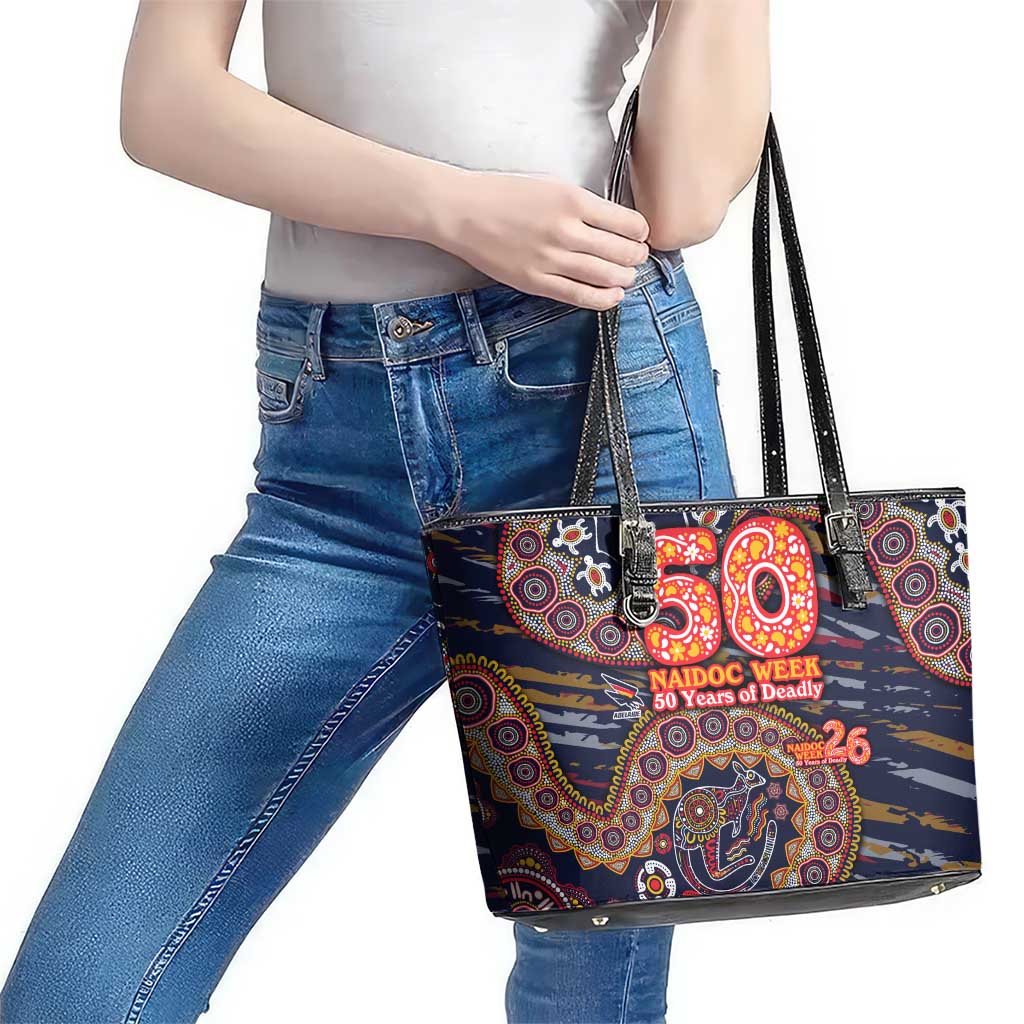 Adelaide Crows NAIDOC Week 2026 Leather Tote Bag Australian Aboriginal Dot Art Dreamtime Pattern Style