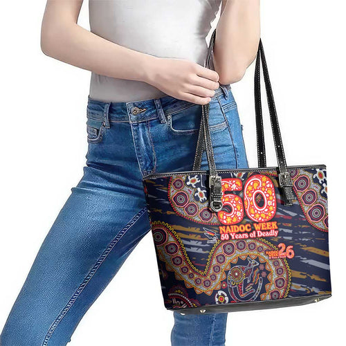 Adelaide Crows NAIDOC Week 2026 Leather Tote Bag Australian Aboriginal Dot Art Dreamtime Pattern Style