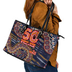 Adelaide Crows NAIDOC Week 2026 Leather Tote Bag Australian Aboriginal Dot Art Dreamtime Pattern Style