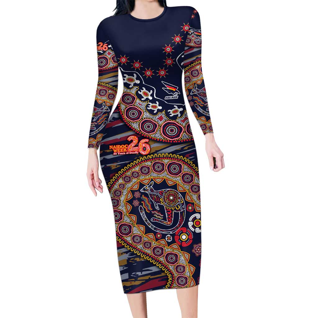 Adelaide Crows NAIDOC Week 2026 Long Sleeve Bodycon Dress Australian Aboriginal Dot Art Dreamtime Pattern Style
