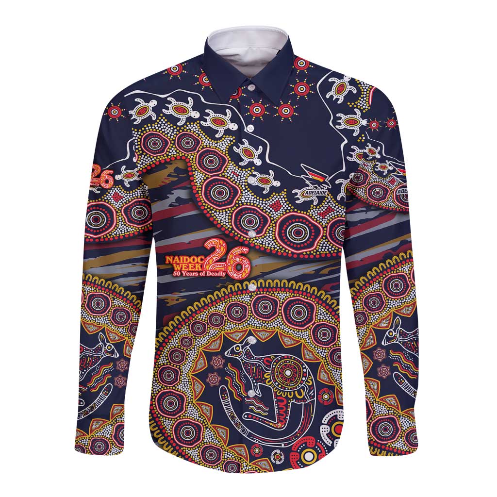 Adelaide Crows NAIDOC Week 2026 Long Sleeve Button Shirt Australian Aboriginal Dot Art Dreamtime Pattern Style