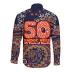 Adelaide Crows NAIDOC Week 2026 Long Sleeve Button Shirt Australian Aboriginal Dot Art Dreamtime Pattern Style