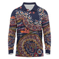Adelaide Crows NAIDOC Week 2026 Long Sleeve Polo Shirt Australian Aboriginal Dot Art Dreamtime Pattern Style