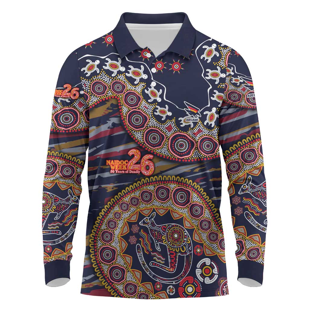 Adelaide Crows NAIDOC Week 2026 Long Sleeve Polo Shirt Australian Aboriginal Dot Art Dreamtime Pattern Style