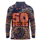 Adelaide Crows NAIDOC Week 2026 Long Sleeve Polo Shirt Australian Aboriginal Dot Art Dreamtime Pattern Style