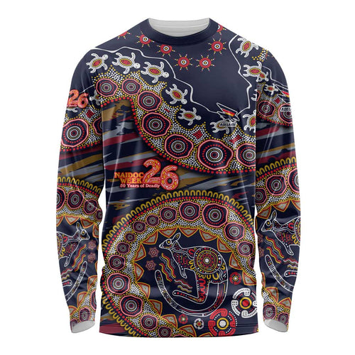 Adelaide Crows NAIDOC Week 2026 Long Sleeve Shirt Australian Aboriginal Dot Art Dreamtime Pattern Style