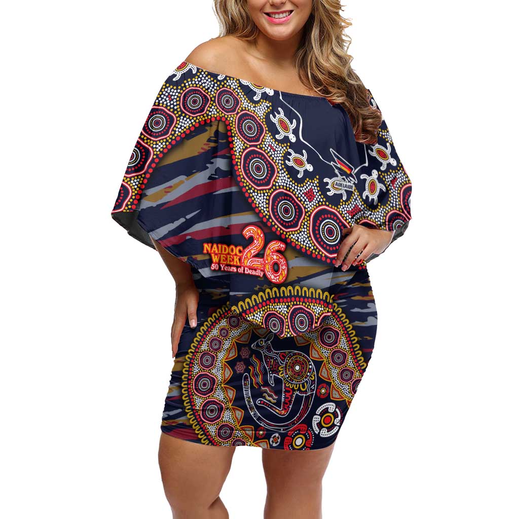 Adelaide Crows NAIDOC Week 2026 Off Shoulder Short Dress Australian Aboriginal Dot Art Dreamtime Pattern Style