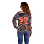 Adelaide Crows NAIDOC Week 2026 Off Shoulder Sweater Australian Aboriginal Dot Art Dreamtime Pattern Style