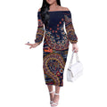Adelaide Crows NAIDOC Week 2026 Off The Shoulder Long Sleeve Dress Australian Aboriginal Dot Art Dreamtime Pattern Style