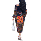 Adelaide Crows NAIDOC Week 2026 Off The Shoulder Long Sleeve Dress Australian Aboriginal Dot Art Dreamtime Pattern Style