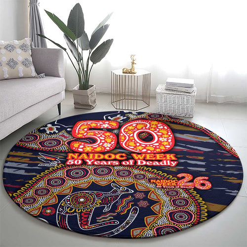 Adelaide Crows NAIDOC Week 2026 Round Carpet Australian Aboriginal Dot Art Dreamtime Pattern Style
