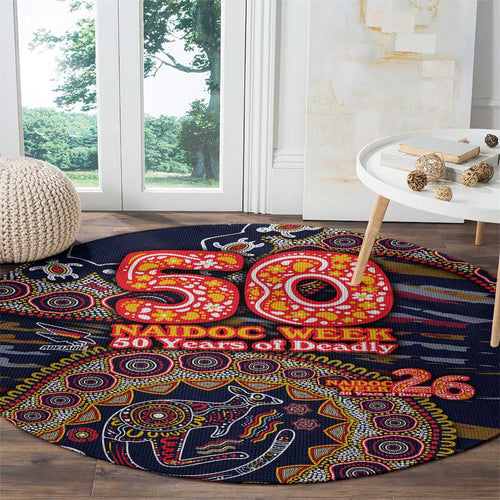 Adelaide Crows NAIDOC Week 2026 Round Carpet Australian Aboriginal Dot Art Dreamtime Pattern Style
