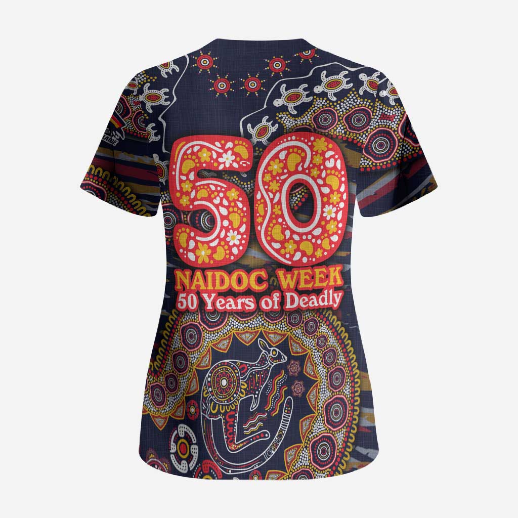 Adelaide Crows NAIDOC Week 2026 Scrub Top Australian Aboriginal Dot Art Dreamtime Pattern Style