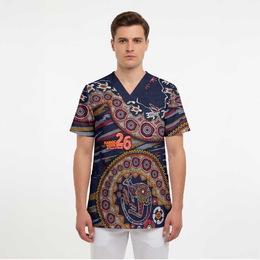 Adelaide Crows NAIDOC Week 2026 Scrub Top Australian Aboriginal Dot Art Dreamtime Pattern Style