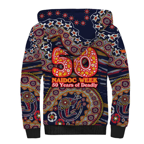 Adelaide Crows NAIDOC Week 2026 Sherpa Hoodie Australian Aboriginal Dot Art Dreamtime Pattern Style