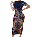 Adelaide Crows NAIDOC Week 2026 Short Sleeve Bodycon Dress Australian Aboriginal Dot Art Dreamtime Pattern Style