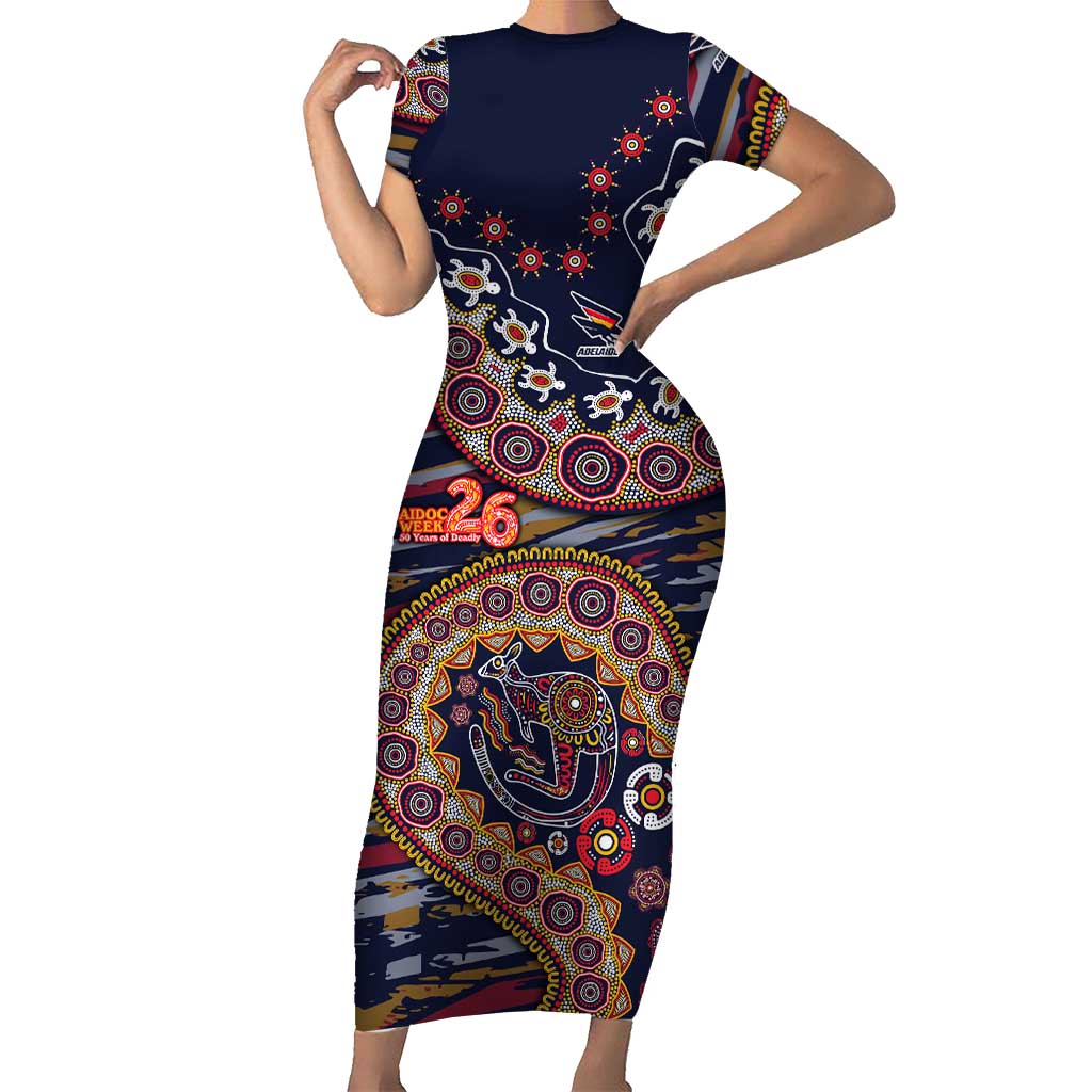 Adelaide Crows NAIDOC Week 2026 Short Sleeve Bodycon Dress Australian Aboriginal Dot Art Dreamtime Pattern Style