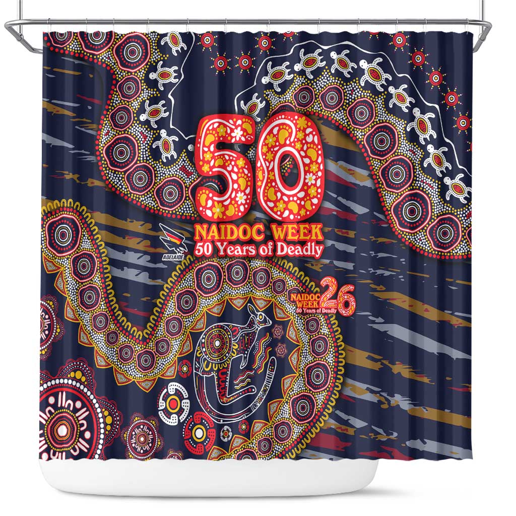 Adelaide Crows NAIDOC Week 2026 Shower Curtain Australian Aboriginal Dot Art Dreamtime Pattern Style