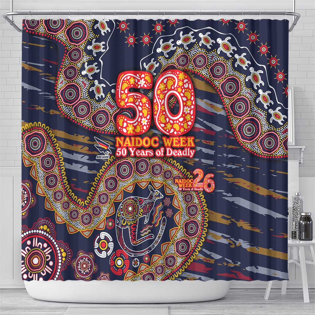 Adelaide Crows NAIDOC Week 2026 Shower Curtain Australian Aboriginal Dot Art Dreamtime Pattern Style