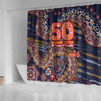 Adelaide Crows NAIDOC Week 2026 Shower Curtain Australian Aboriginal Dot Art Dreamtime Pattern Style