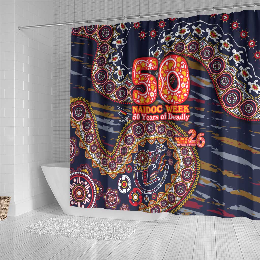 Adelaide Crows NAIDOC Week 2026 Shower Curtain Australian Aboriginal Dot Art Dreamtime Pattern Style