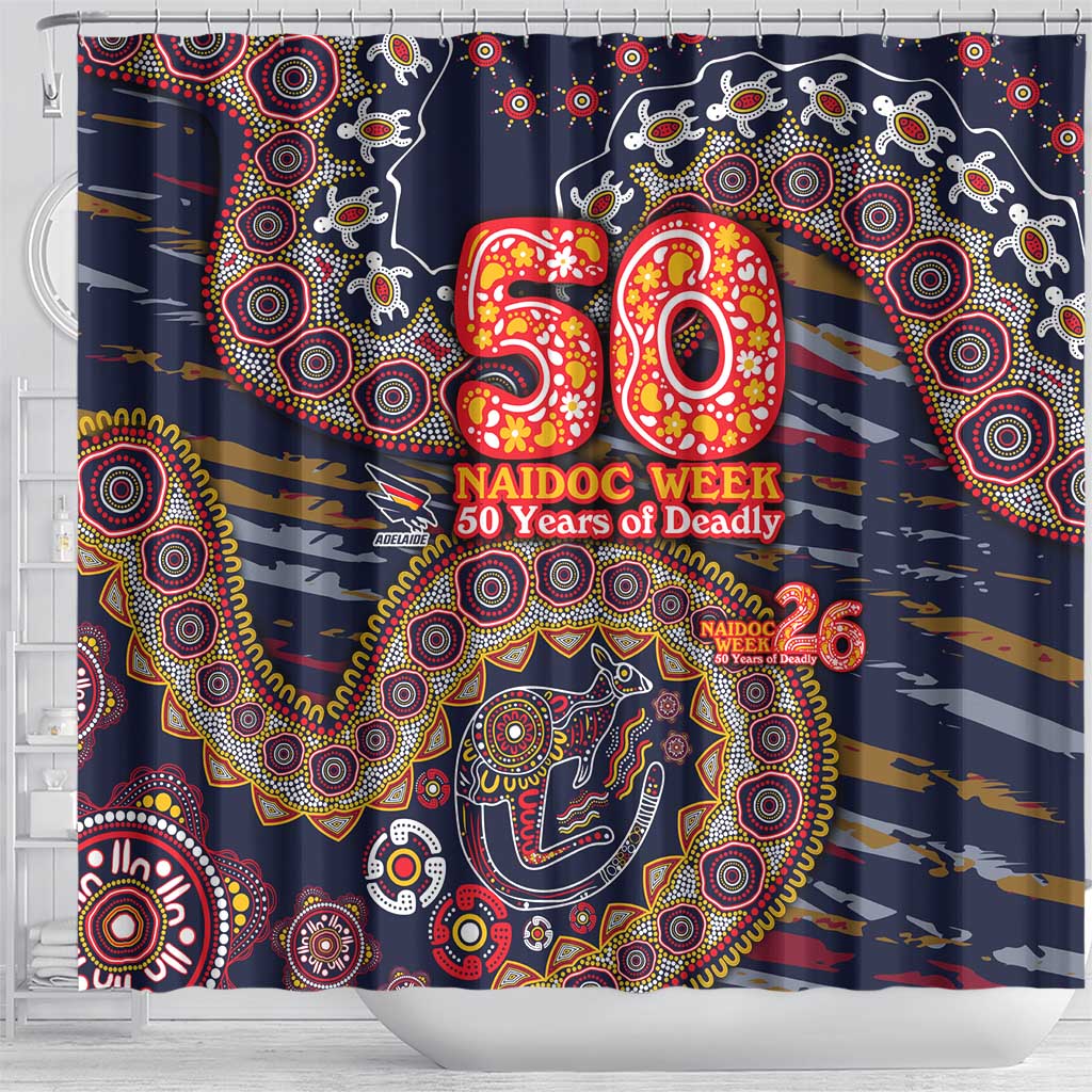 Adelaide Crows NAIDOC Week 2026 Shower Curtain Australian Aboriginal Dot Art Dreamtime Pattern Style