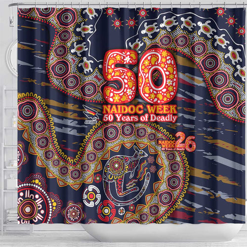 Adelaide Crows NAIDOC Week 2026 Shower Curtain Australian Aboriginal Dot Art Dreamtime Pattern Style