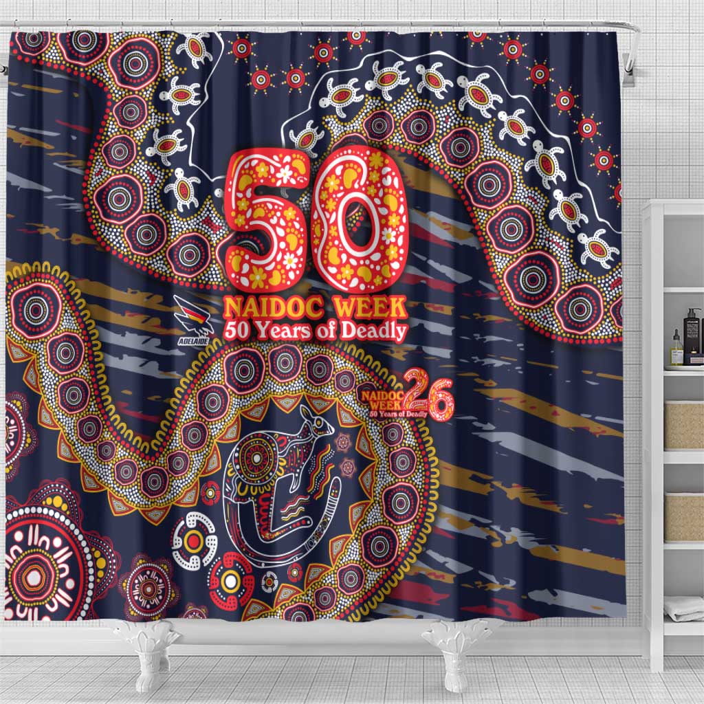 Adelaide Crows NAIDOC Week 2026 Shower Curtain Australian Aboriginal Dot Art Dreamtime Pattern Style