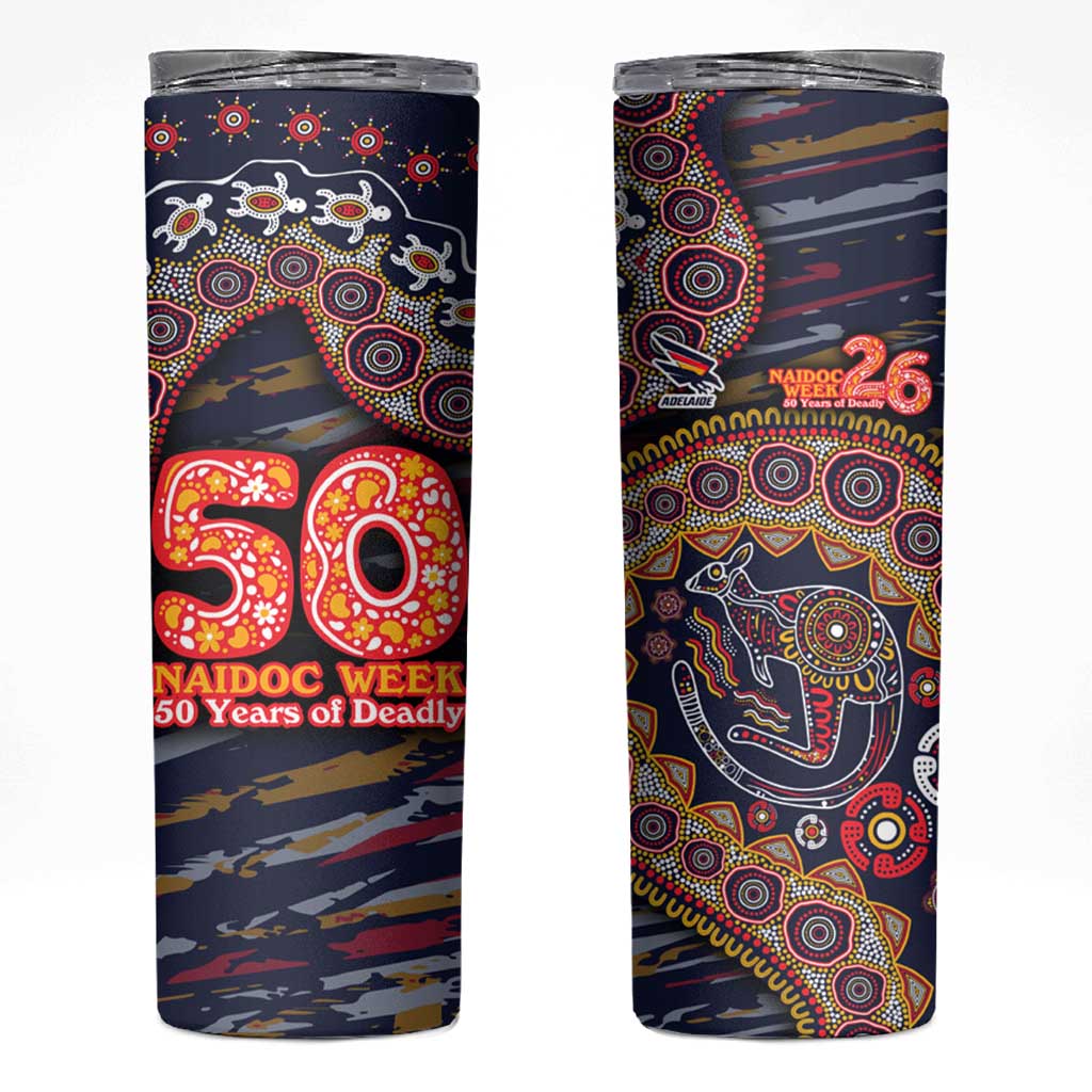 Adelaide Crows NAIDOC Week 2026 Skinny Tumbler Australian Aboriginal Dot Art Dreamtime Pattern Style
