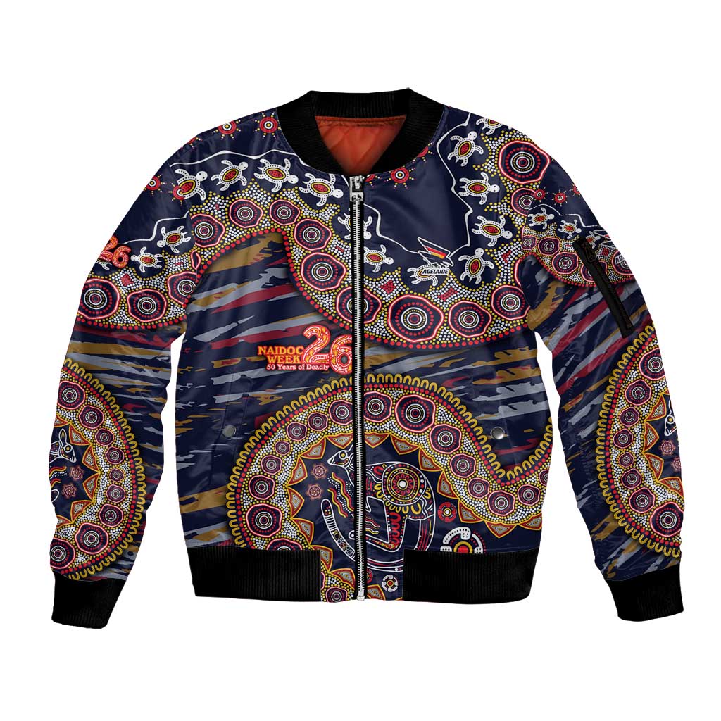 Adelaide Crows NAIDOC Week 2026 Sleeve Zip Bomber Jacket Australian Aboriginal Dot Art Dreamtime Pattern Style