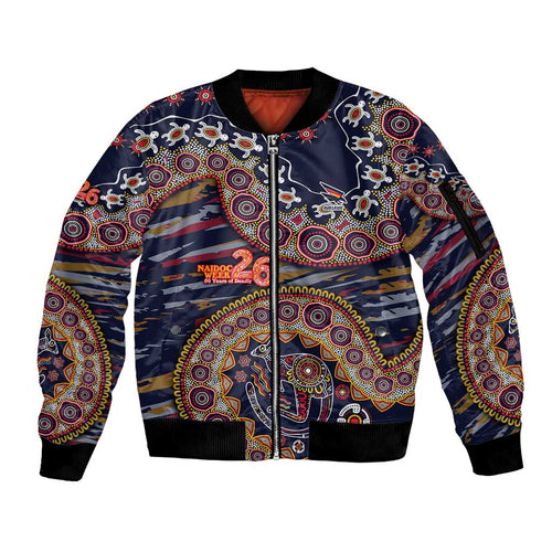Adelaide Crows NAIDOC Week 2026 Sleeve Zip Bomber Jacket Australian Aboriginal Dot Art Dreamtime Pattern Style