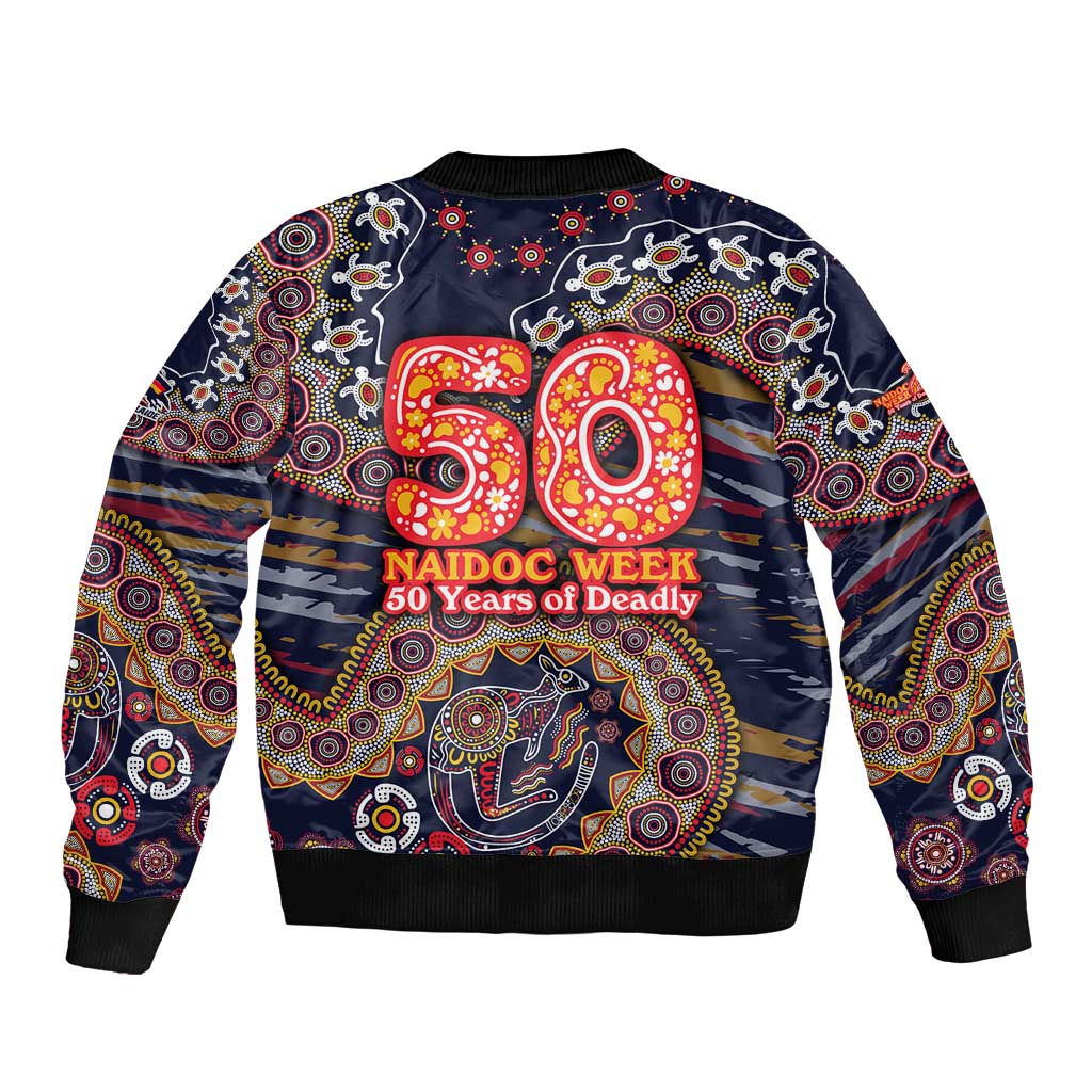 Adelaide Crows NAIDOC Week 2026 Sleeve Zip Bomber Jacket Australian Aboriginal Dot Art Dreamtime Pattern Style