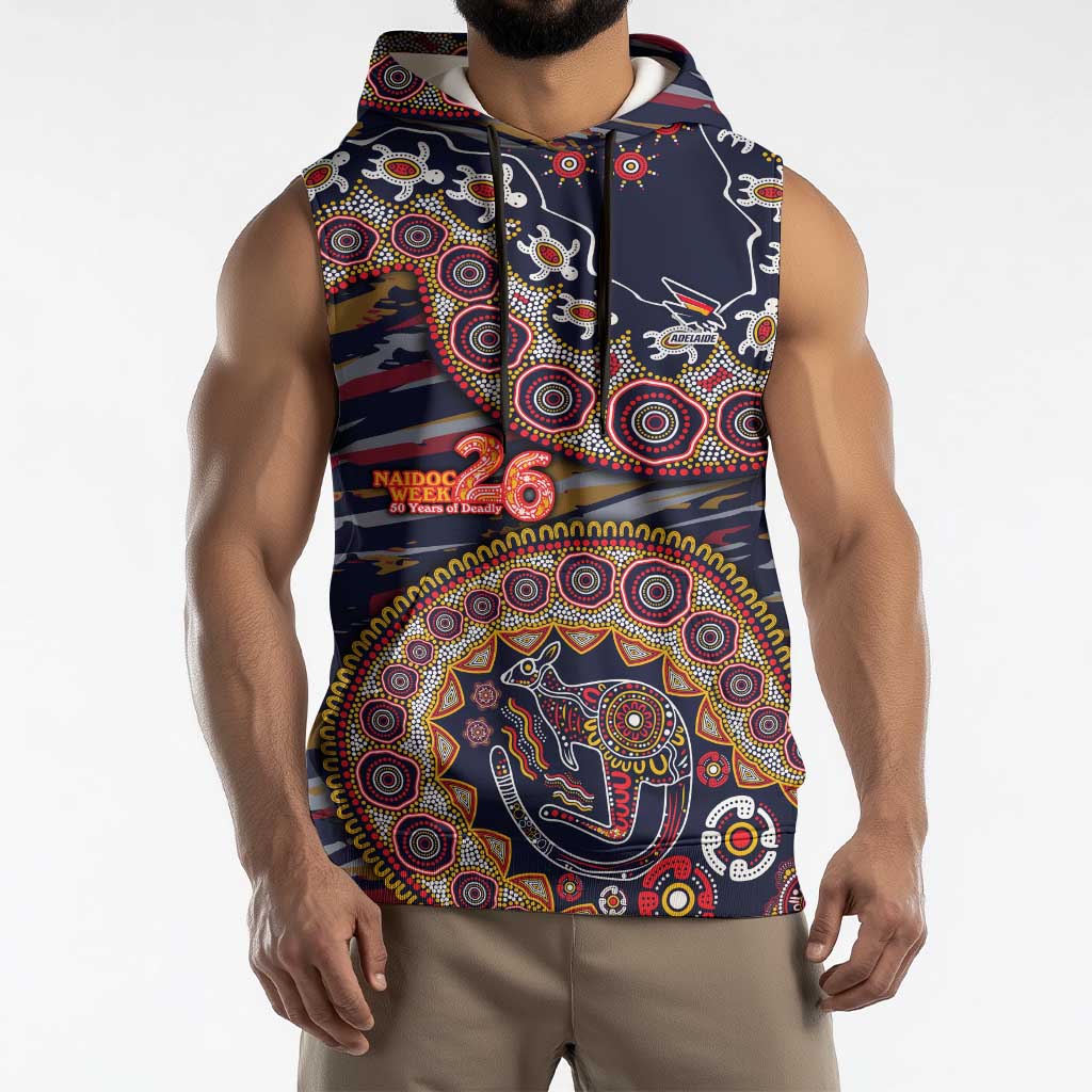Adelaide Crows NAIDOC Week 2026 Sleeveless Hoodie Australian Aboriginal Dot Art Dreamtime Pattern Style