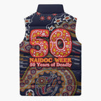 Adelaide Crows NAIDOC Week 2026 Sleeveless Puffer Jacket Australian Aboriginal Dot Art Dreamtime Pattern Style