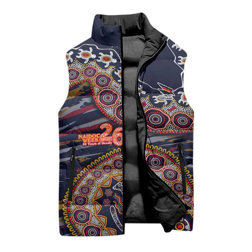 Adelaide Crows NAIDOC Week 2026 Sleeveless Puffer Jacket Australian Aboriginal Dot Art Dreamtime Pattern Style