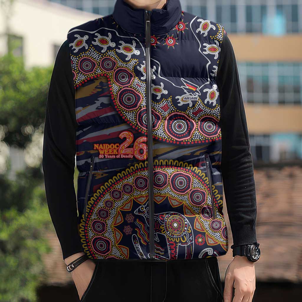 Adelaide Crows NAIDOC Week 2026 Sleeveless Puffer Jacket Australian Aboriginal Dot Art Dreamtime Pattern Style