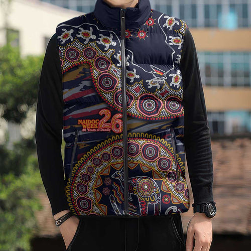 Adelaide Crows NAIDOC Week 2026 Sleeveless Puffer Jacket Australian Aboriginal Dot Art Dreamtime Pattern Style