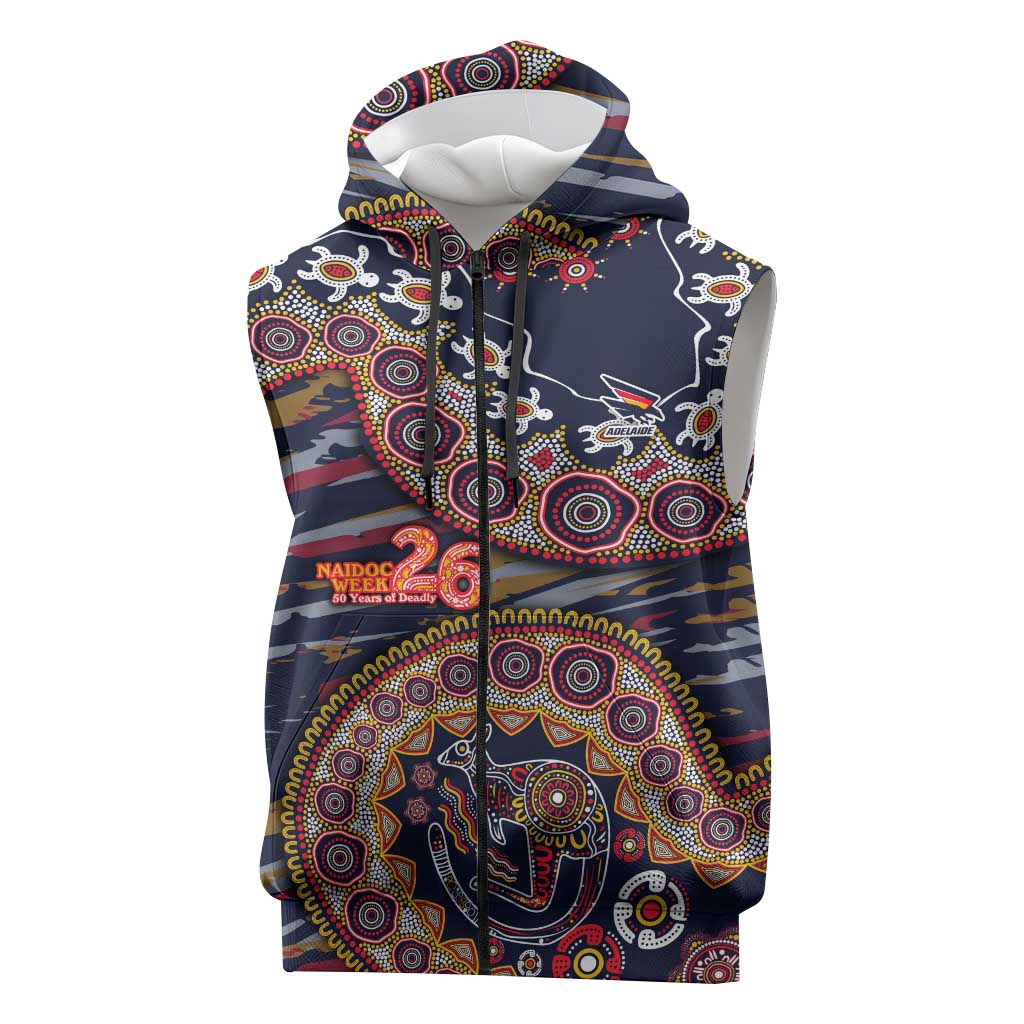 Adelaide Crows NAIDOC Week 2026 Sleeveless Zip Hoodie Australian Aboriginal Dot Art Dreamtime Pattern Style