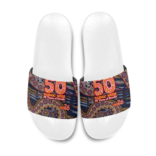 Adelaide Crows NAIDOC Week 2026 Slide Sandals Australian Aboriginal Dot Art Dreamtime Pattern Style